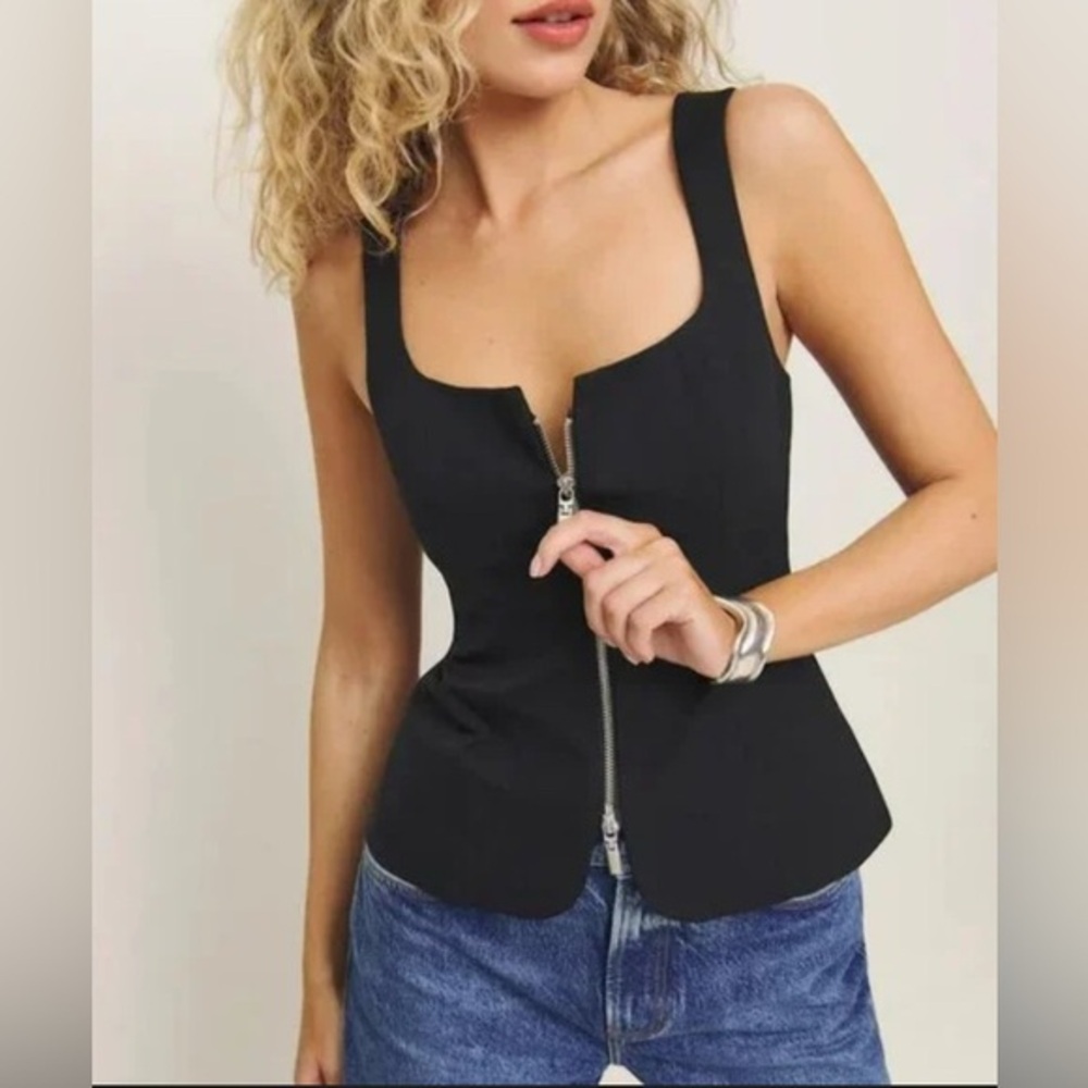 New Reformation Laine Zip-Front Top